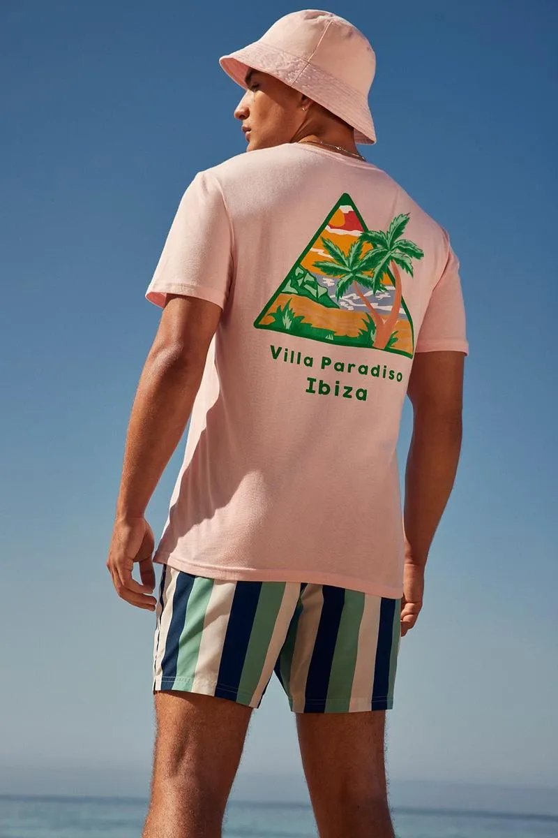 Burton Pink Ibiza Print Mens T-Shirt