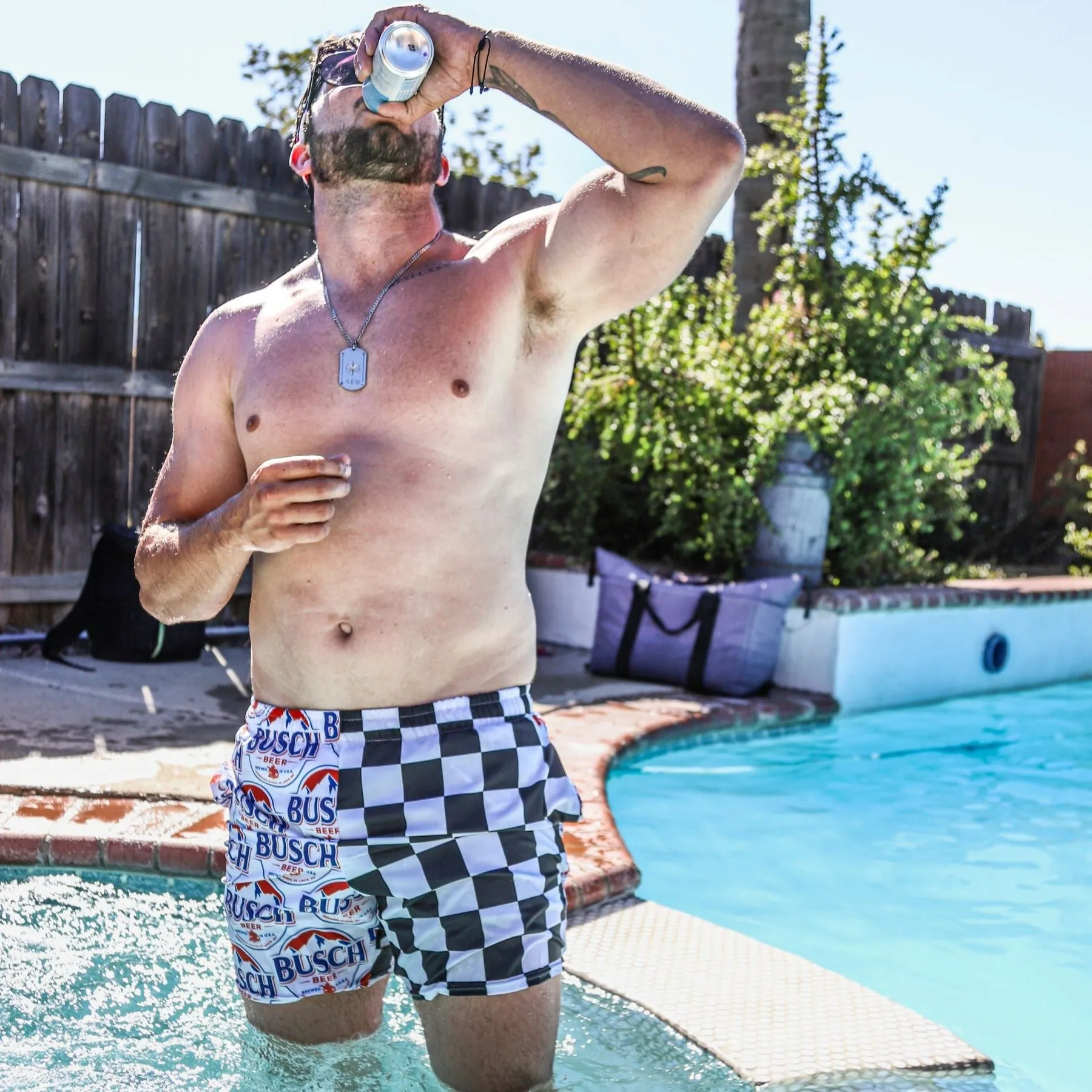 Busch Beer Racing Finish Line Swim Trunks