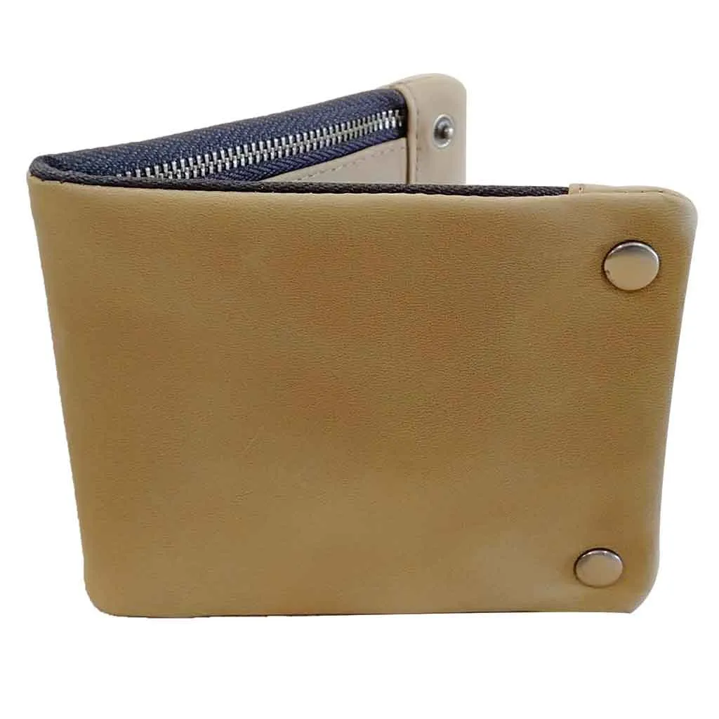 Business Leather Wallet Trifold Tan Brown WTM210