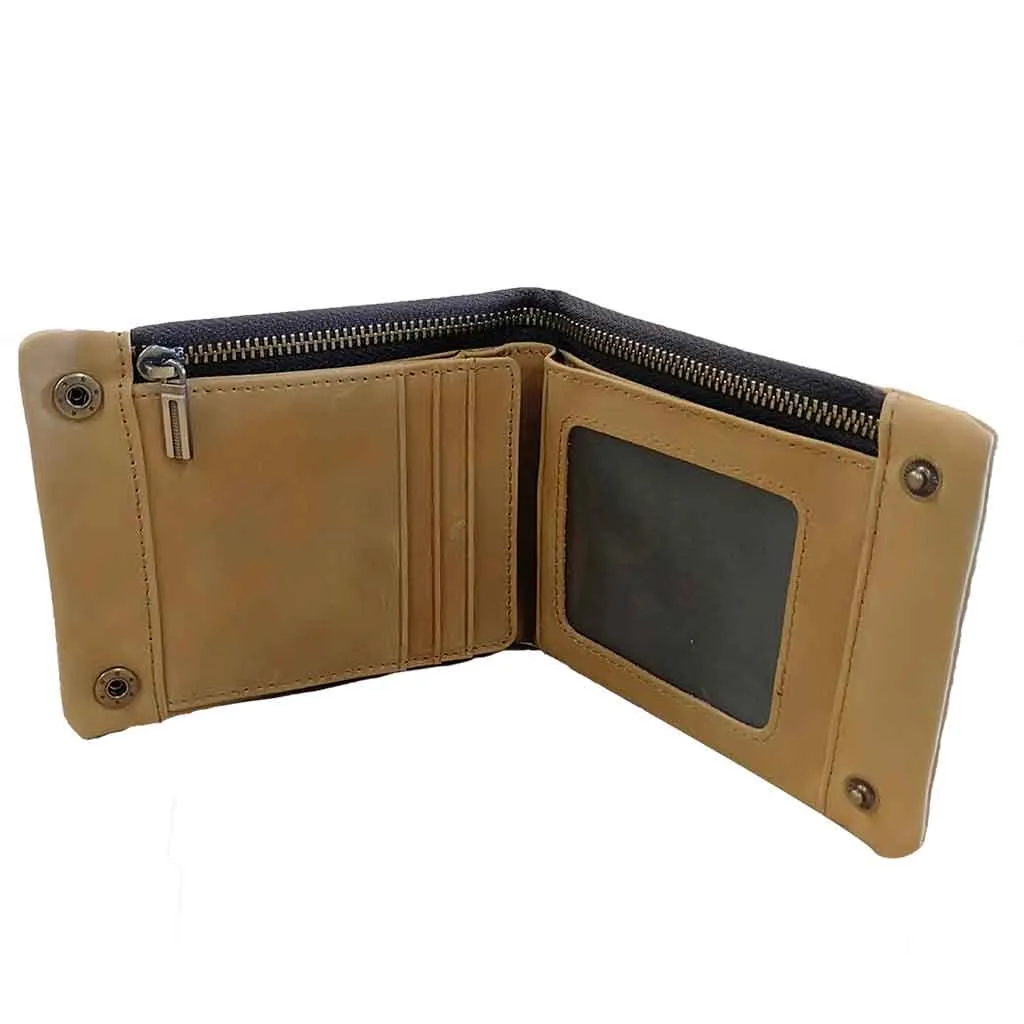 Business Leather Wallet Trifold Tan Brown WTM210