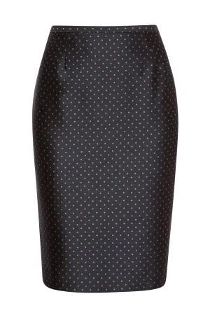 Business Pencil Skirt in Grey Spot Jacquard - Penny