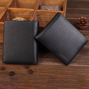 Business Style Minimalist Leather Wallet with Coin Pocket