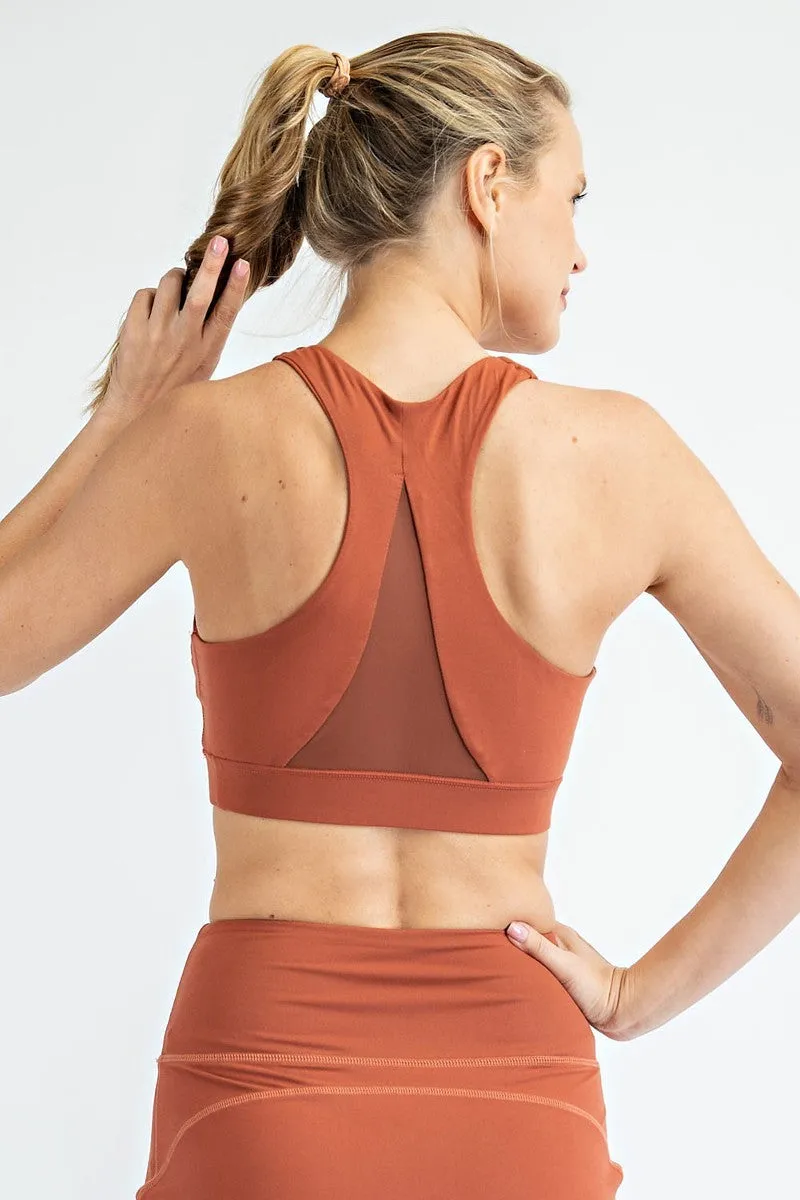 Butter Soft Sports Bra with Triangle Mesh Back Detail