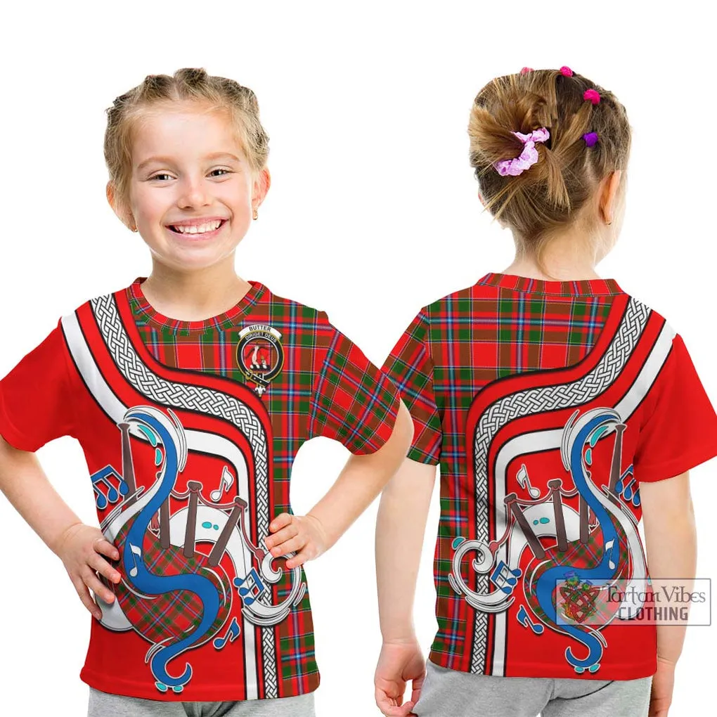 Butter Tartan Kid T-Shirt with Epic Bagpipe Style