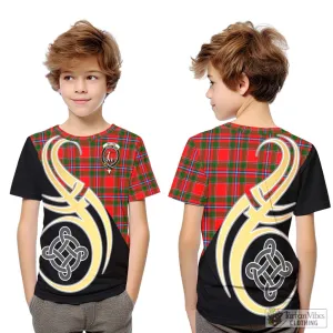 Butter Tartan Kid T-Shirt with Family Crest and Celtic Symbol Style