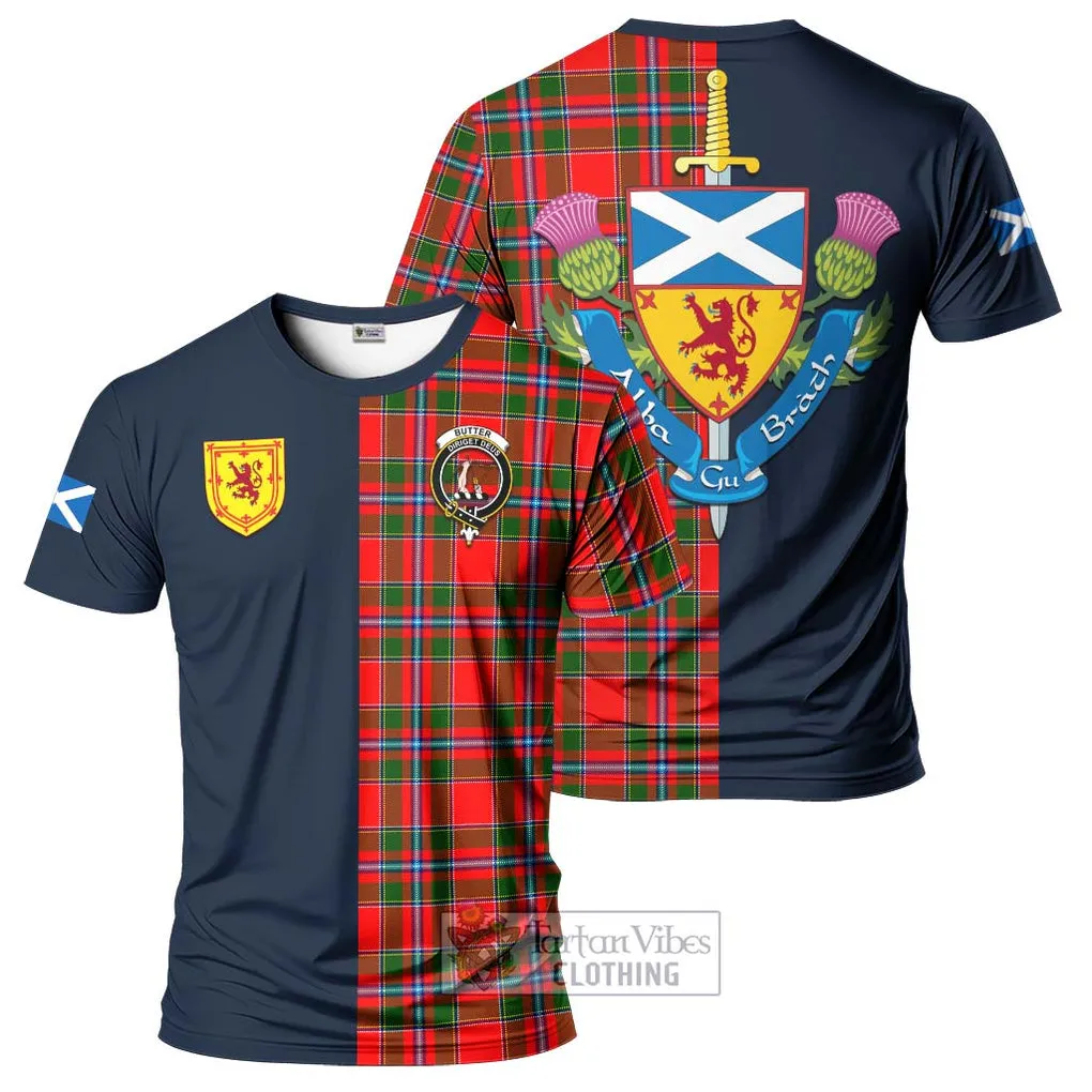 Butter Tartan T-Shirt Alba with Scottish Lion Royal Arm Half Style