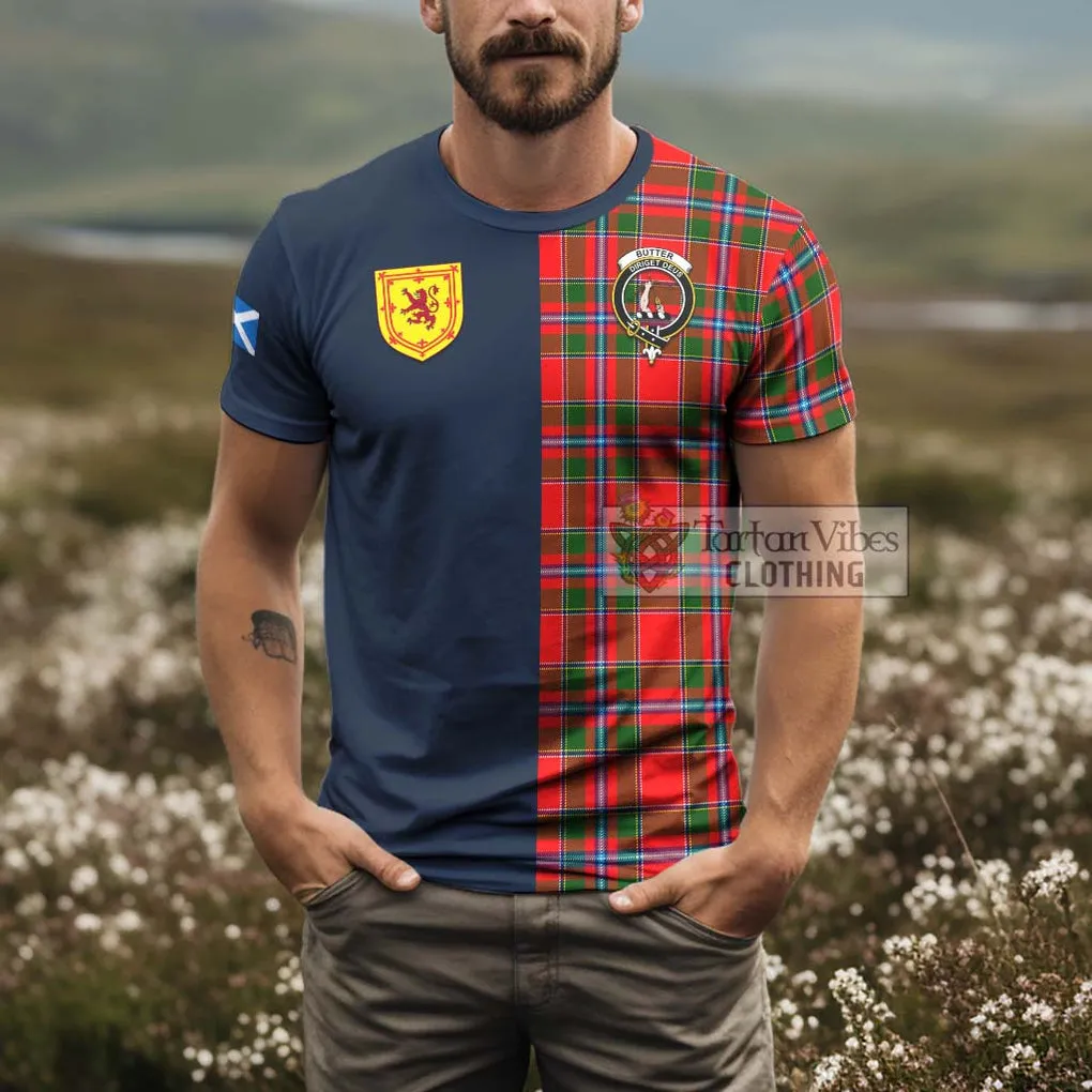 Butter Tartan T-Shirt Alba with Scottish Lion Royal Arm Half Style