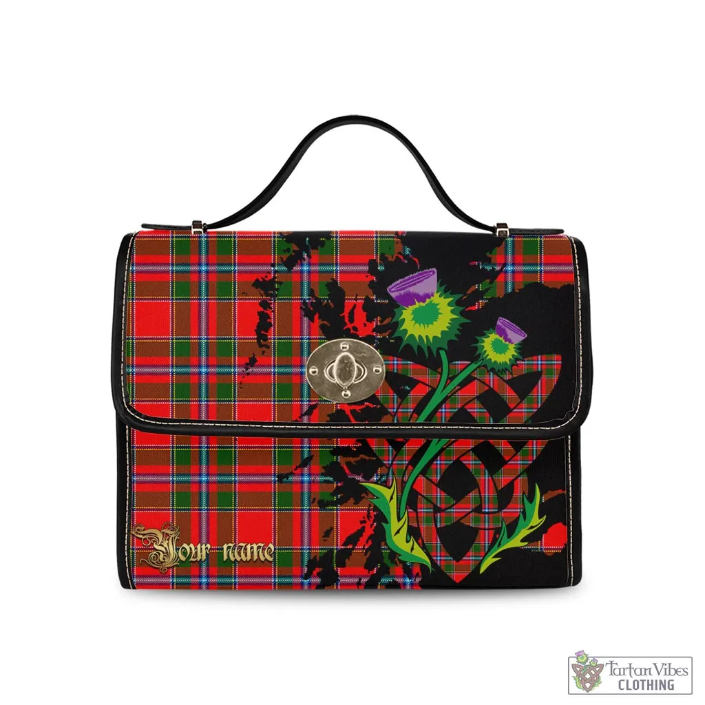 Butter Tartan Waterproof Canvas Bag with Scotland Map and Thistle Celtic Accents