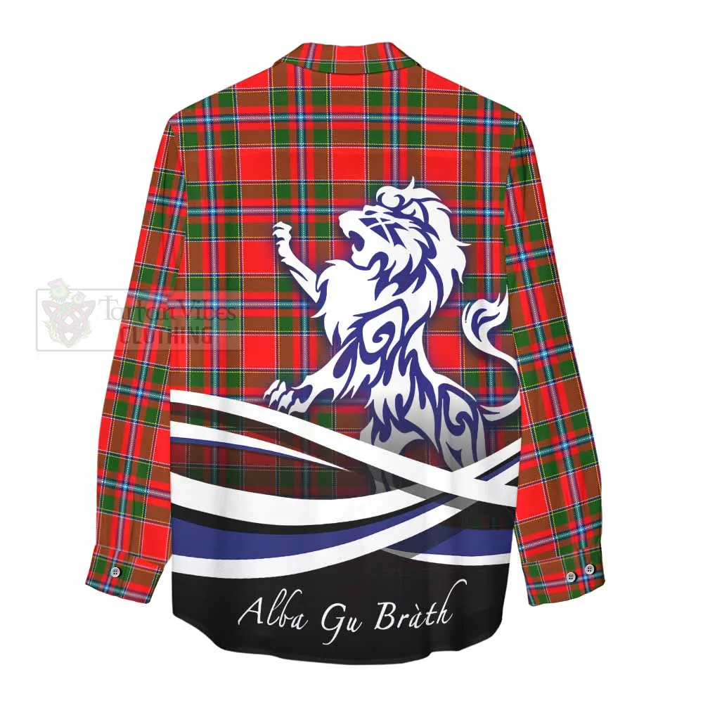 Butter Tartan Women's Casual Shirt with Alba Gu Brath Regal Lion Emblem