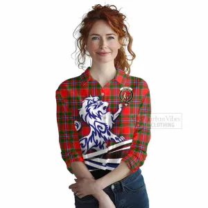 Butter Tartan Women's Casual Shirt with Alba Gu Brath Regal Lion Emblem