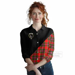 Butter Tartan Women's Casual Shirt with Family Crest and Military Logo Style