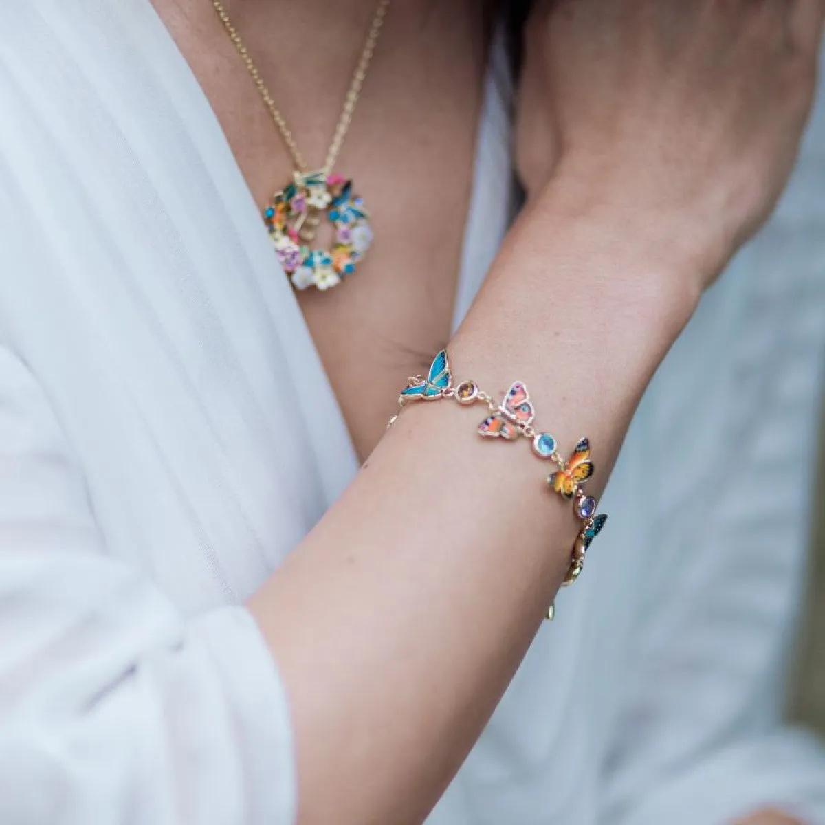 Butterfly & Crystal Link Bracelet