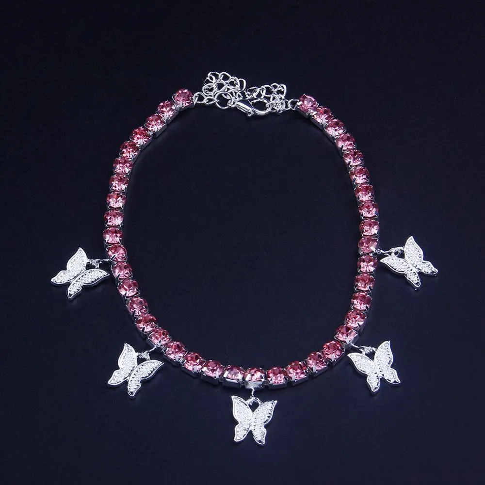 Butterfly anklet Rhinestone Tennis Foot Chain