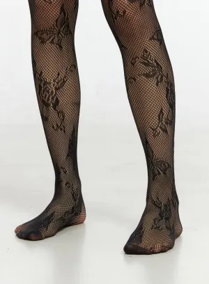 Butterfly Floral Sheer Stockings IO430