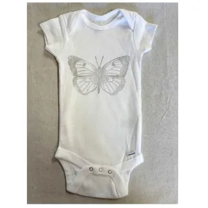 Butterfly Printed Cotton Baby One-Piece 3-6 Months Short Sleeve