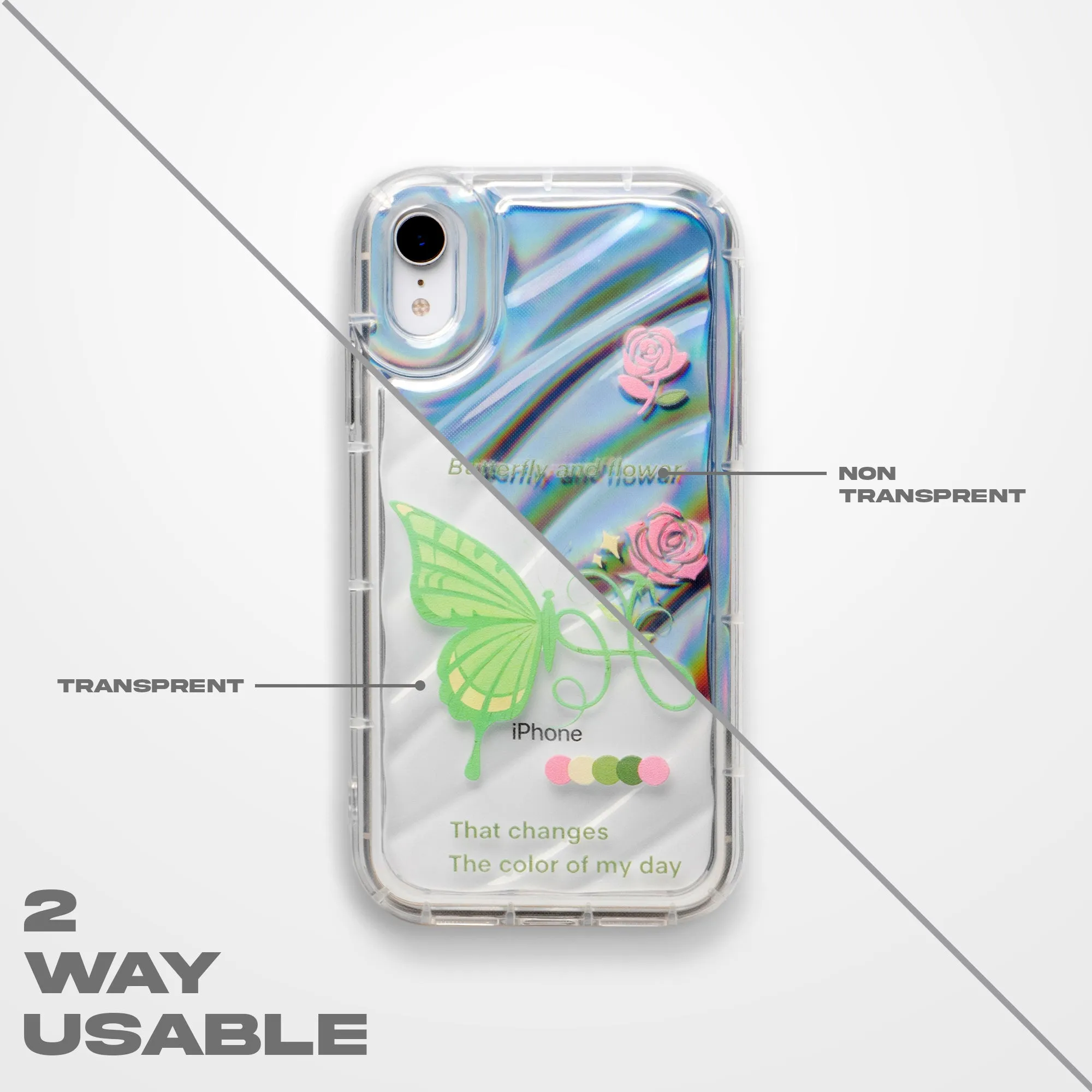 Butterfly Printed Transparent Back Cover for Apple iPhone 15 Pro Max