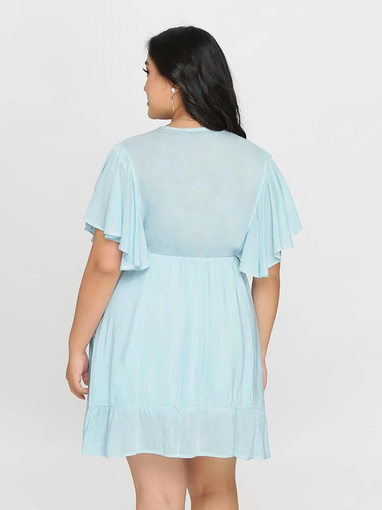 Butterfly Sleeve Flounce Dress