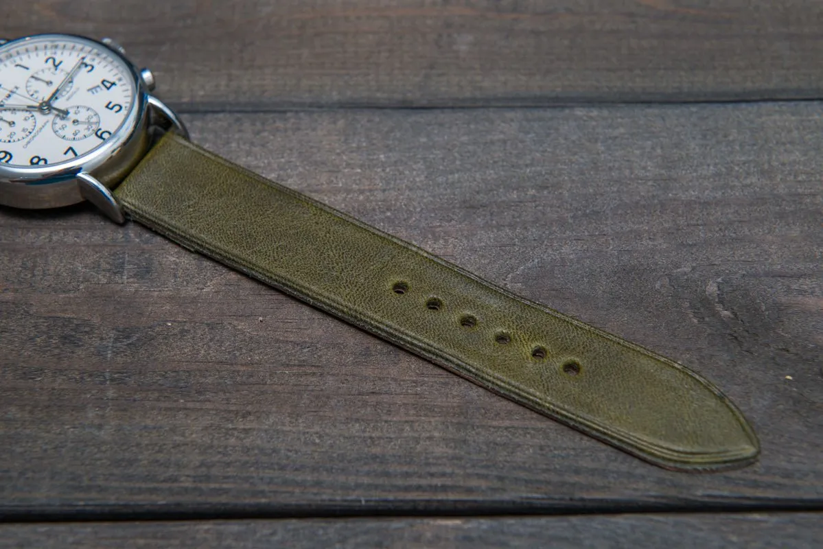 Buttero leather watch strap (Verdone), handmade in Finland - 10mm, 12 mm, 14 mm, 16mm, 17 mm, 18mm, 19 mm, 20mm, 21mm, 22mm, 23 mm,  24mm, 25 mm, 26 mm.