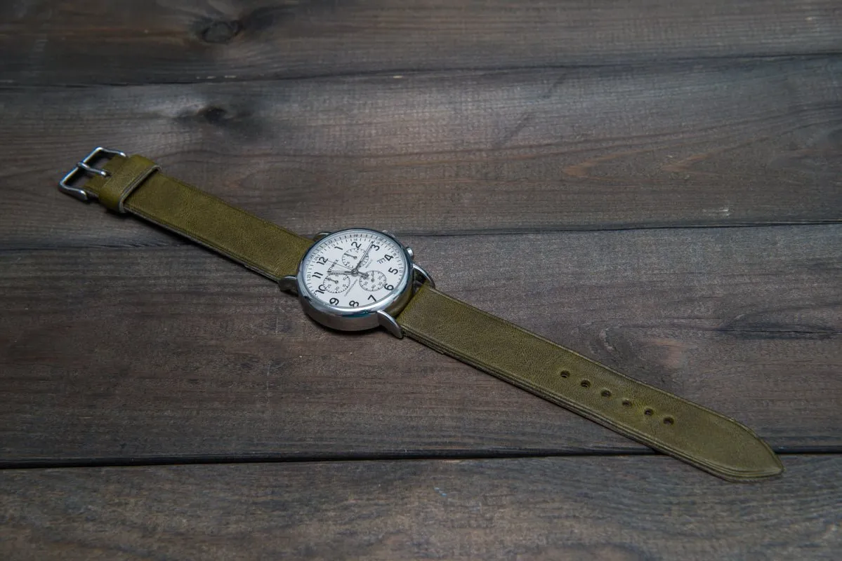 Buttero leather watch strap (Verdone), handmade in Finland - 10mm, 12 mm, 14 mm, 16mm, 17 mm, 18mm, 19 mm, 20mm, 21mm, 22mm, 23 mm,  24mm, 25 mm, 26 mm.