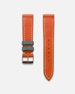 Buttero Orange Watch Strap with Denim textured details