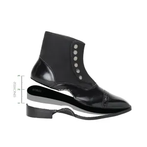 BUTTON ANKLE BOOTS-BLACK - HEIGHT ELEVATION