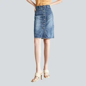 Button-down vintage denim skirt