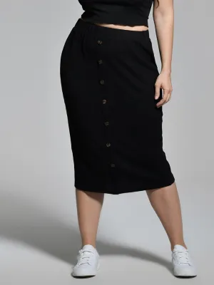 Button High Waist Skirt