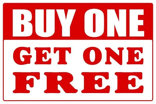 Buy One Get One Free Business Store Retail Counter Sign