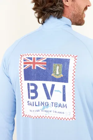 BVI Sailing Team UPF50 Zip Tech Shirt - Serenity Blue