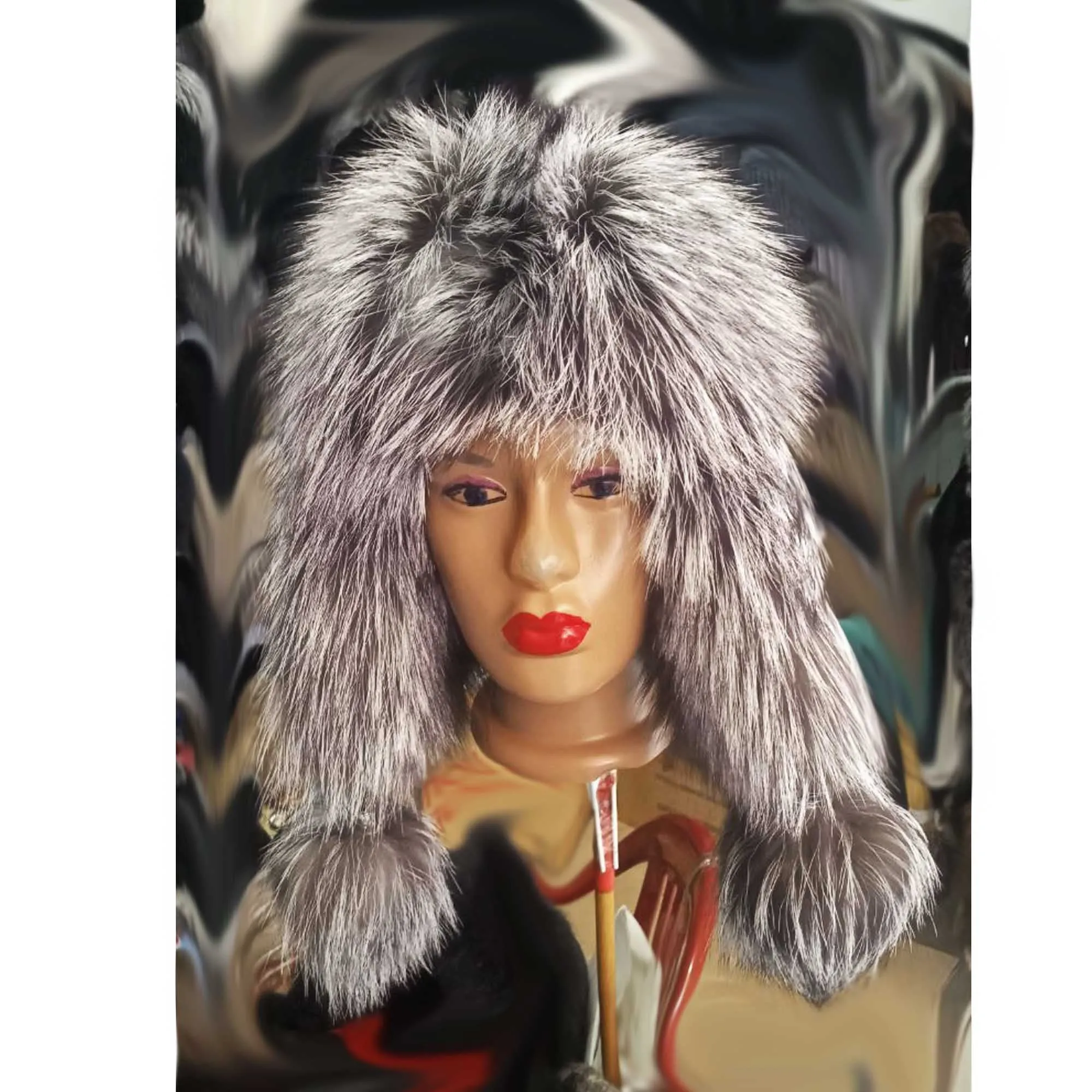 BY ORDER Women Silver fox Fur Hat, Real Leather Fox Fur Hat, Aviator Hat, Ushanka, Russian Hat, Ski Hat, Leather Hat Ear Flap, Girl Trapper