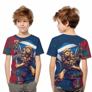 Byres (Byses) Tartan Family Crest Kid T-Shirt with Scottish Majestic Lion