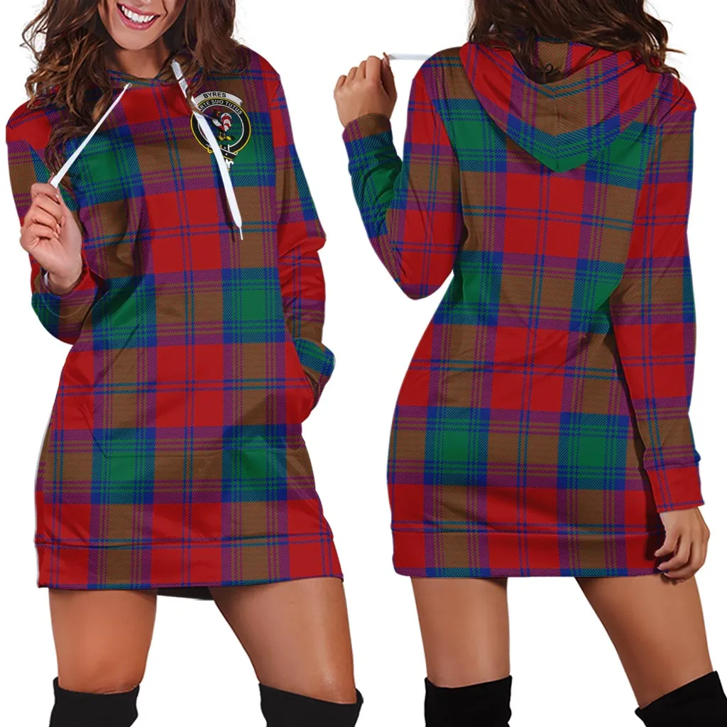 Byres (Byses) Tartan Hoodie Dress with Family Crest