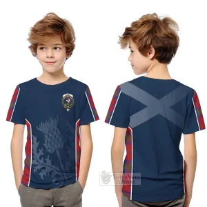 Byres (Byses) Tartan Kid T-Shirt with Family Crest and Scottish Thistle Vibes Sport Style