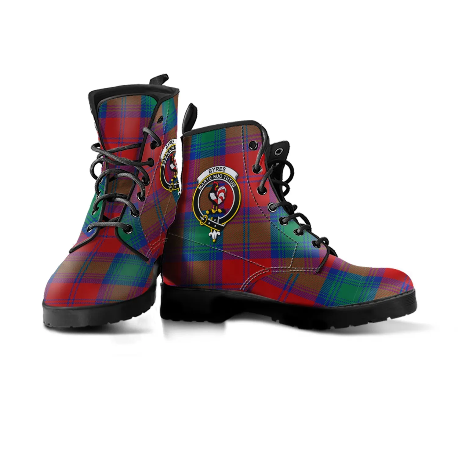 Byres (Byses) Tartan Leather Boots with Family Crest