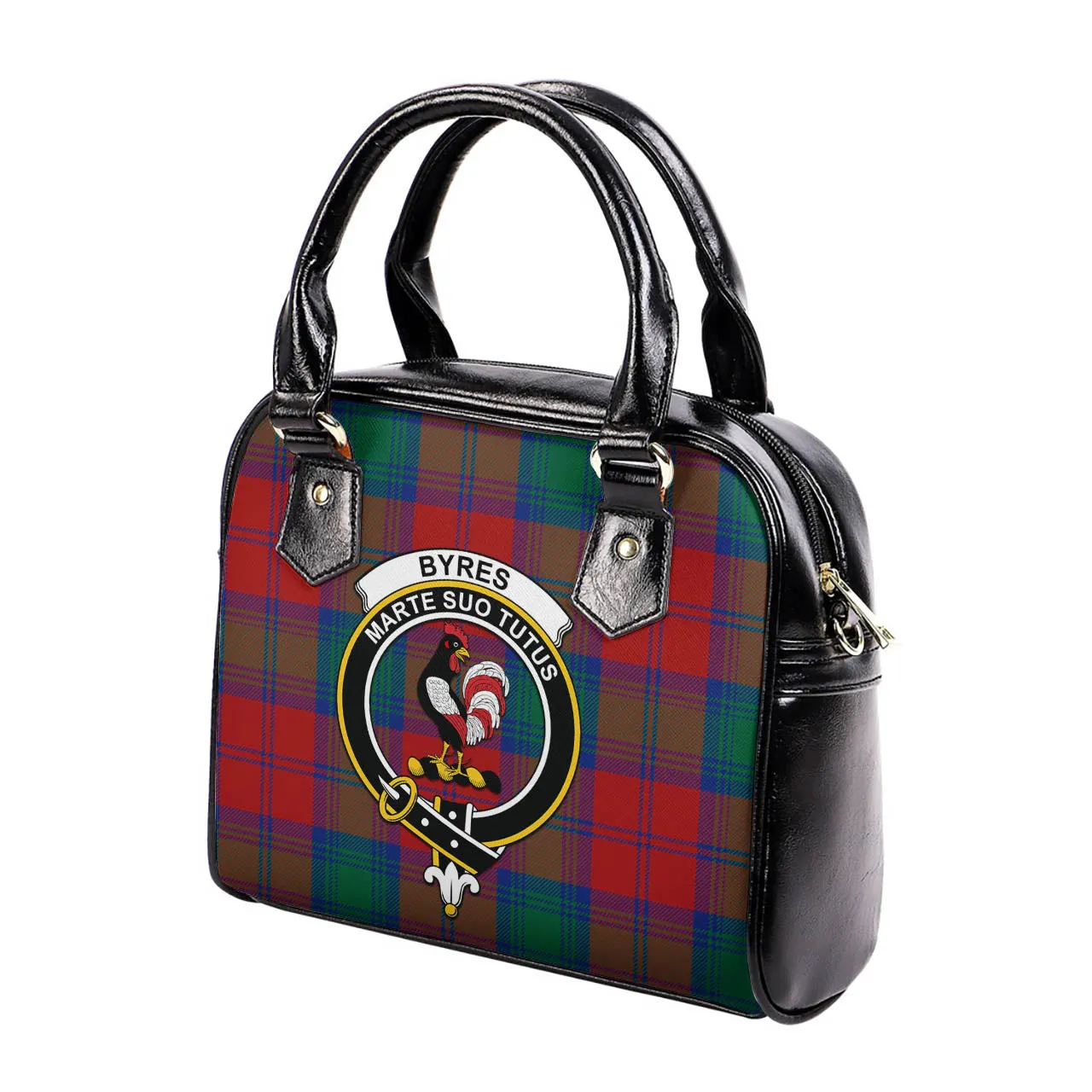 Byres (Byses) Tartan Shoulder Handbags with Family Crest