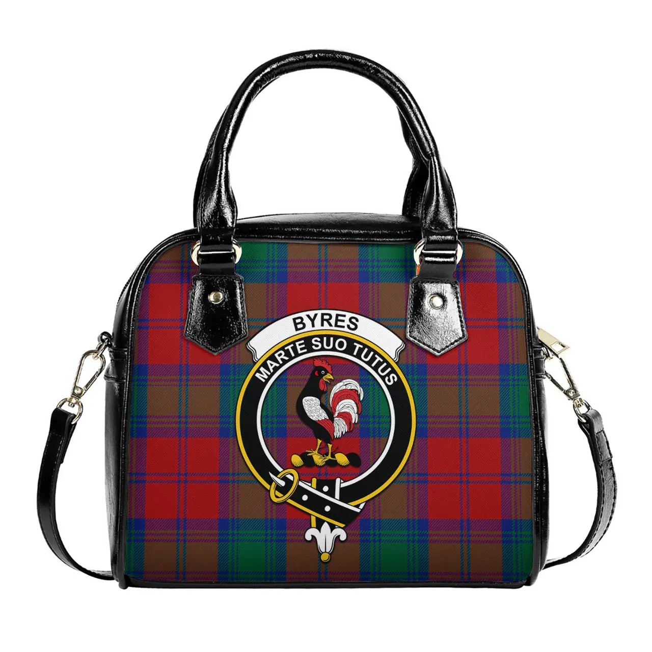 Byres (Byses) Tartan Shoulder Handbags with Family Crest