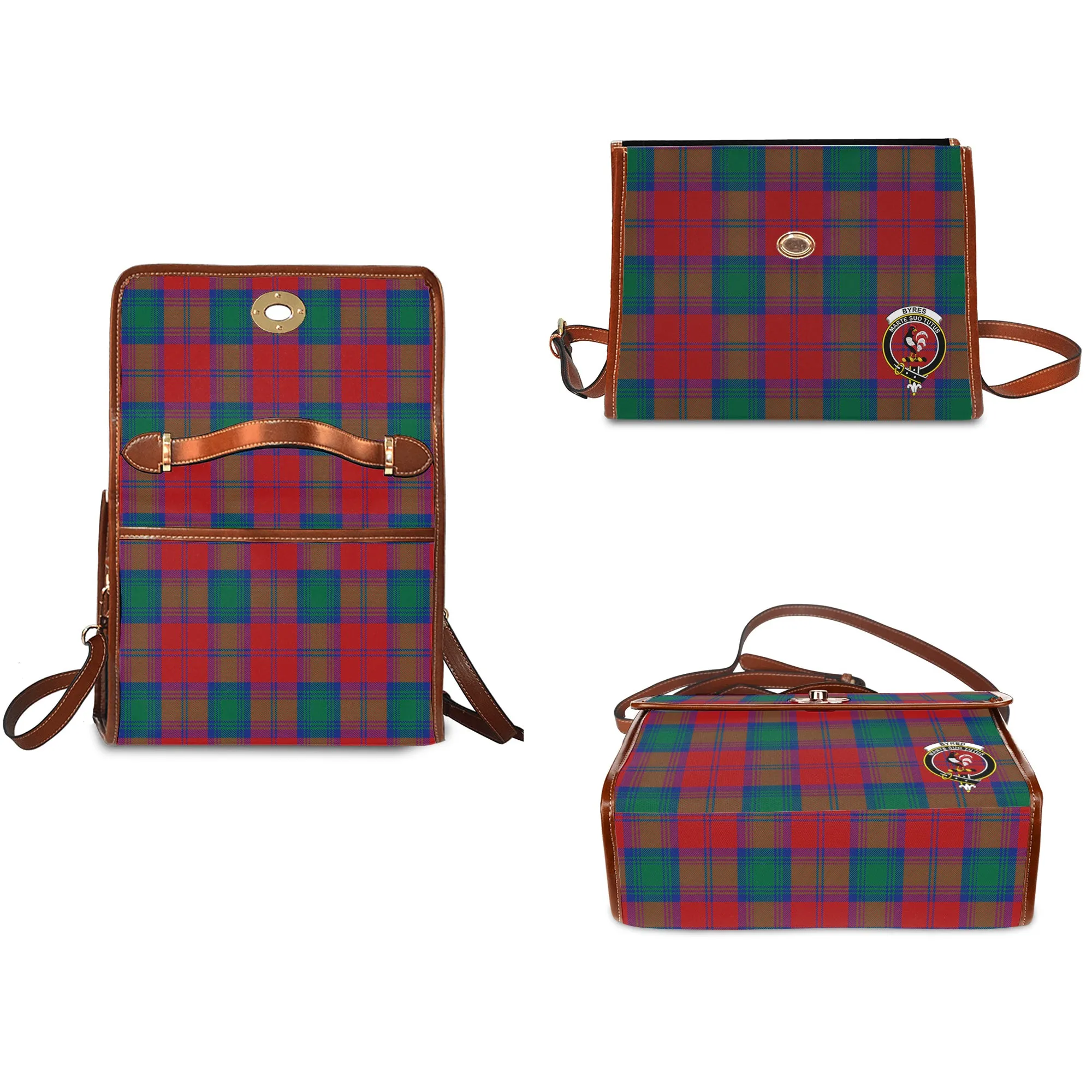 Byres (Byses) Tartan Waterproof Canvas Bag with Family Crest