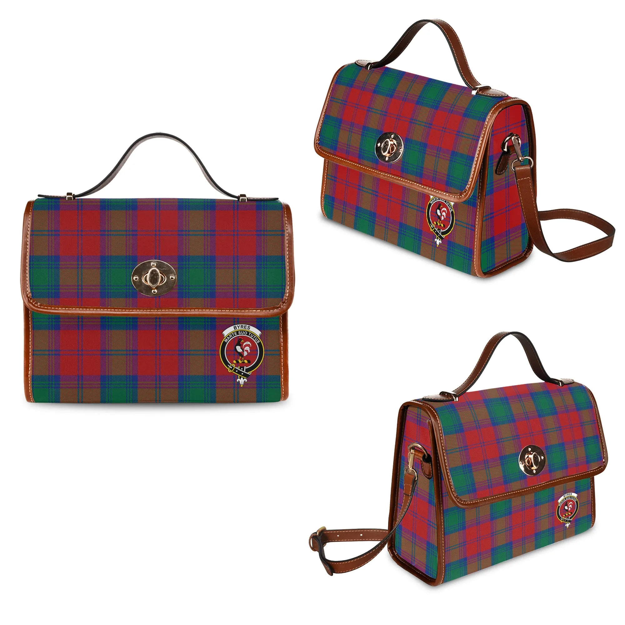 Byres (Byses) Tartan Waterproof Canvas Bag with Family Crest