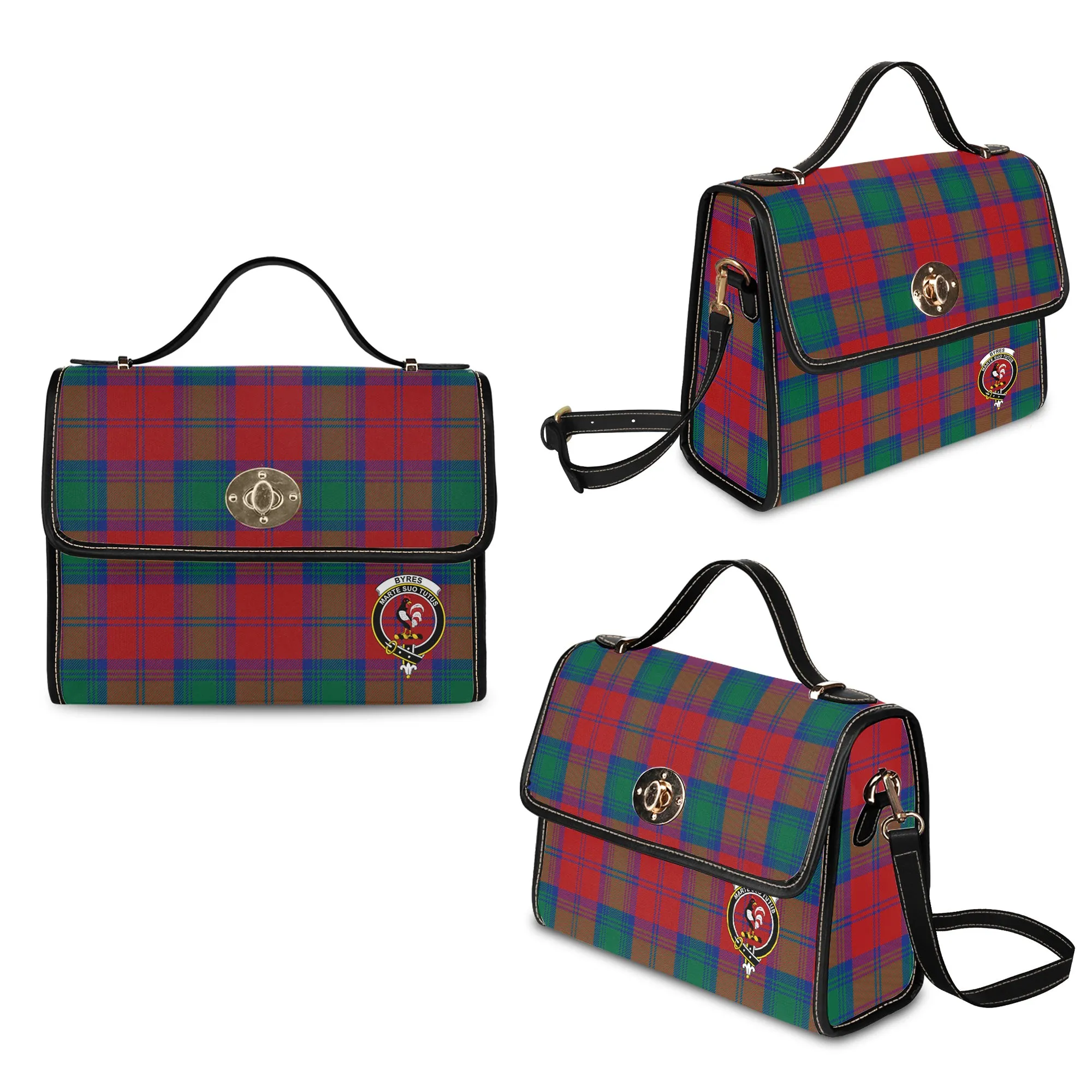 Byres (Byses) Tartan Waterproof Canvas Bag with Family Crest