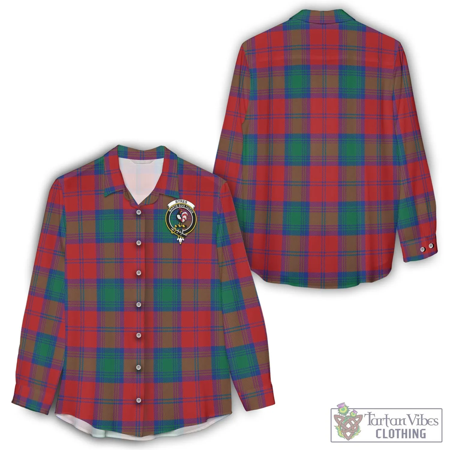 Byres (Byses) Tartan Women's Casual Shirt with Family Crest