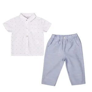 Byron | Boys Blue Organic Cotton Trousers Set