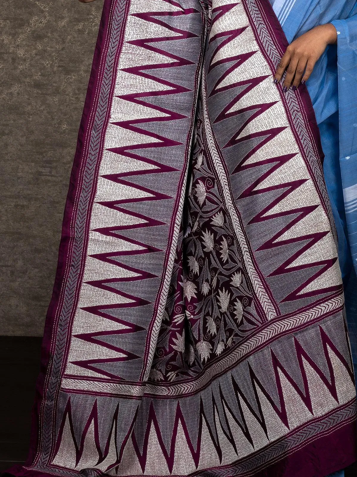 Byzantium Bangalore Silk  Kantha Stitch Dupatta