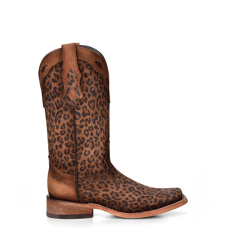 C3788 | Leopard Print Square toe Boots