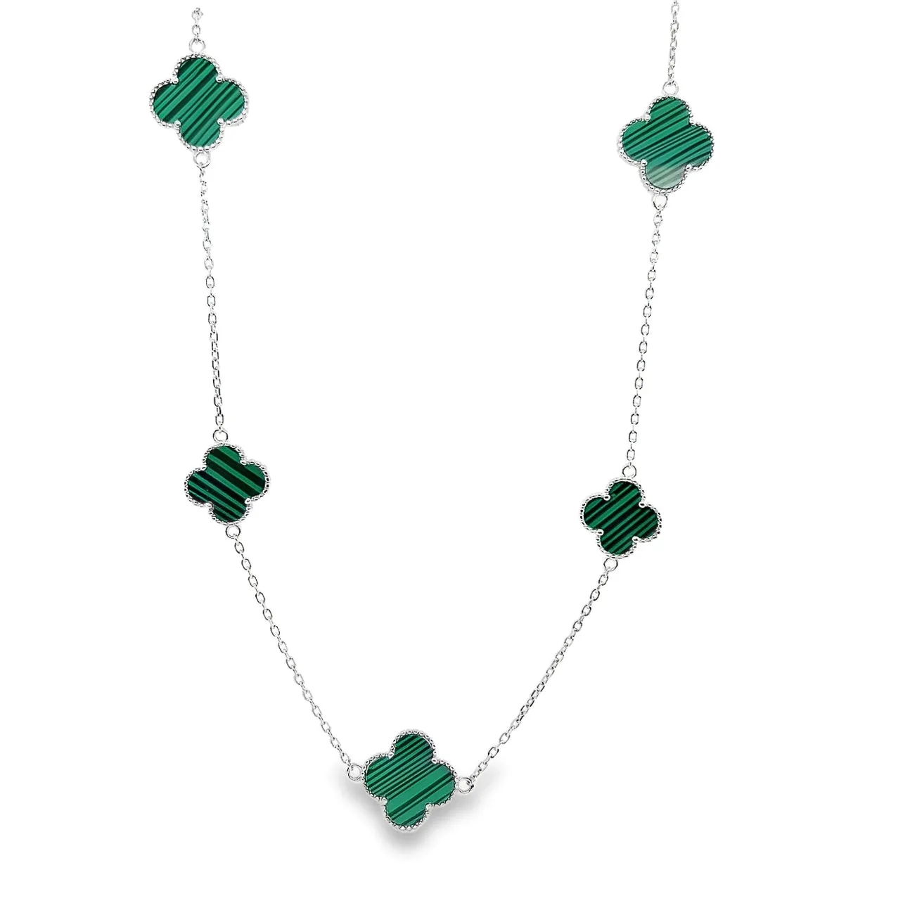 CA175 Green Flower Necklaces 7 Green Clovers