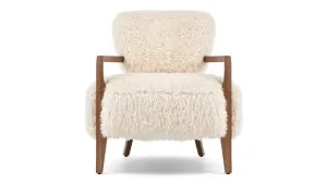 Cabana - Cabana Chair, White Long Hair Sherpa and Walnut