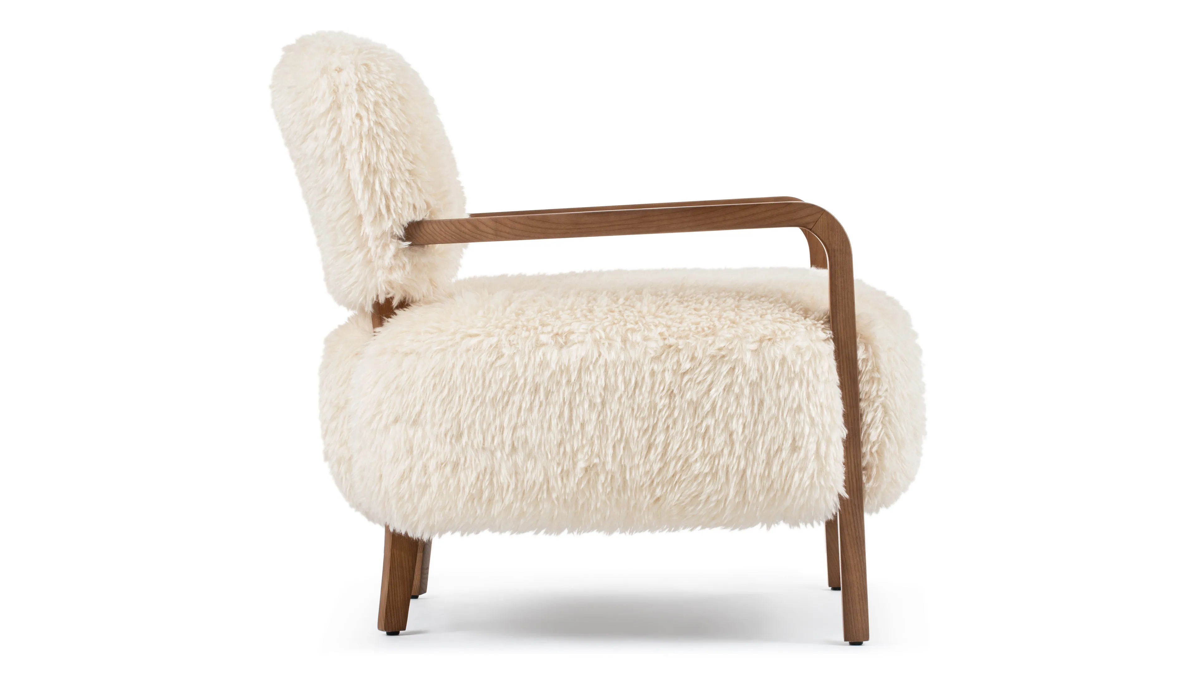 Cabana - Cabana Chair, White Long Hair Sherpa and Walnut