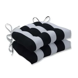 Cabana Stripe Black Outdoor Deluxe Tufted Chairpad (Set Of 2)