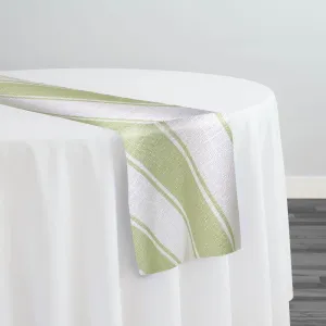 Cabana Stripe Table Runner in Sage / White