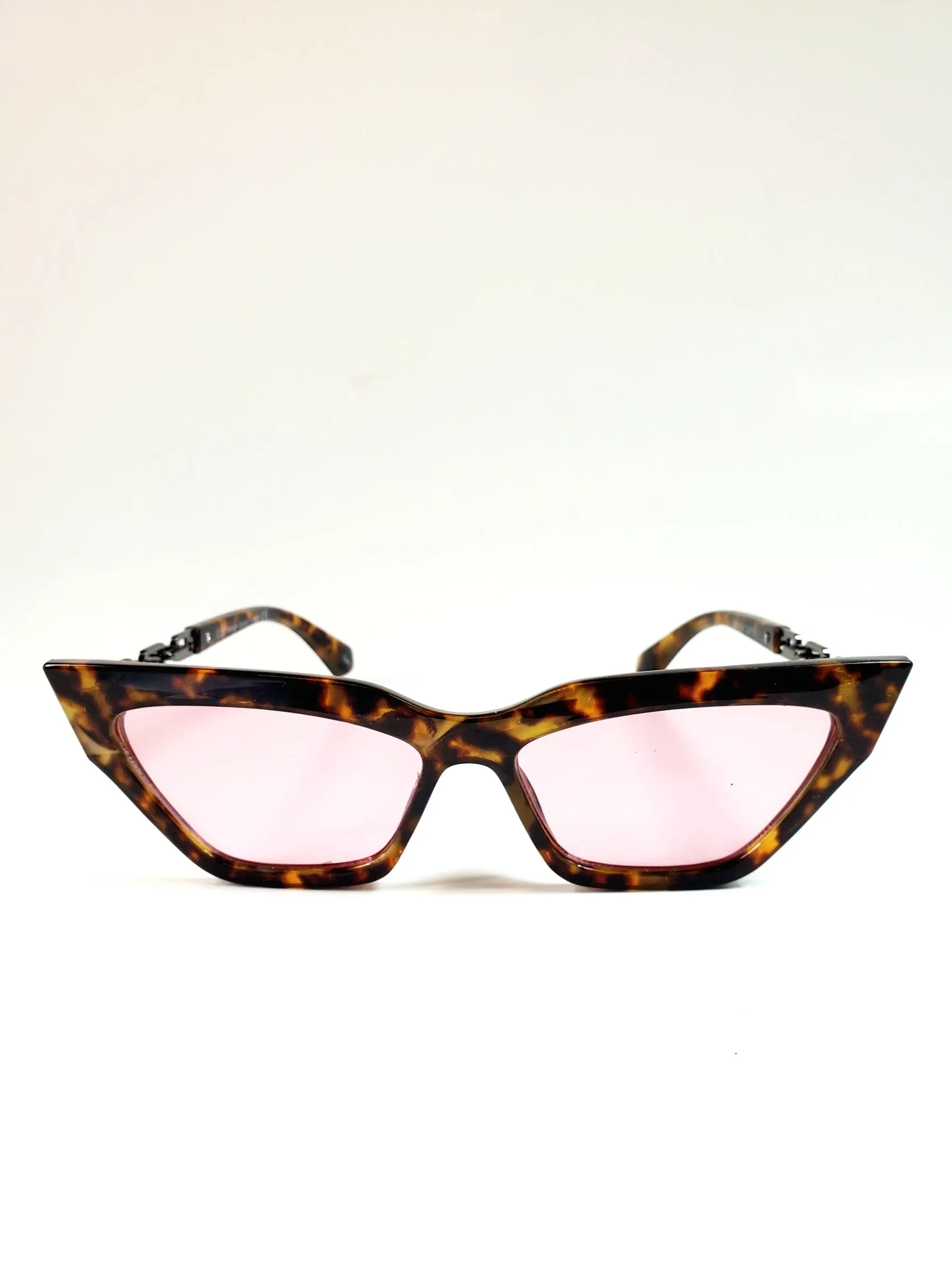 Cable Chain Arm Cat-Eye Sunglasses - Tortoiseshell