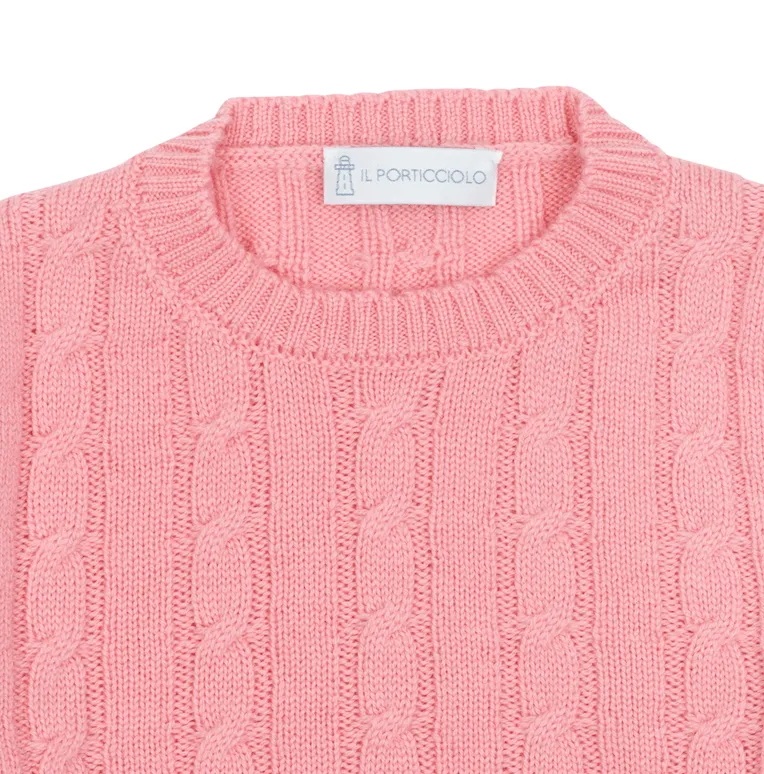 Cable Knit Jumper - Bright Pink